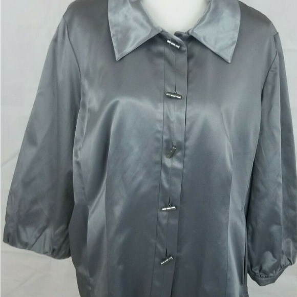 Chico's Silver Satin Blouse - Picture 1 of 8